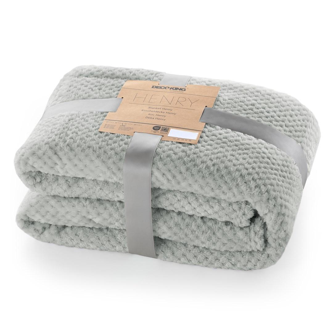 Plaid tæppe DecoKing Henry - grå, jacquard-præget, 150×200 cm billede