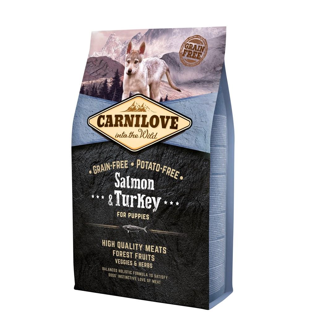Hundefoder tørfoder – CARNILOVE laks & kalkun til hvalpe 4 kg billede