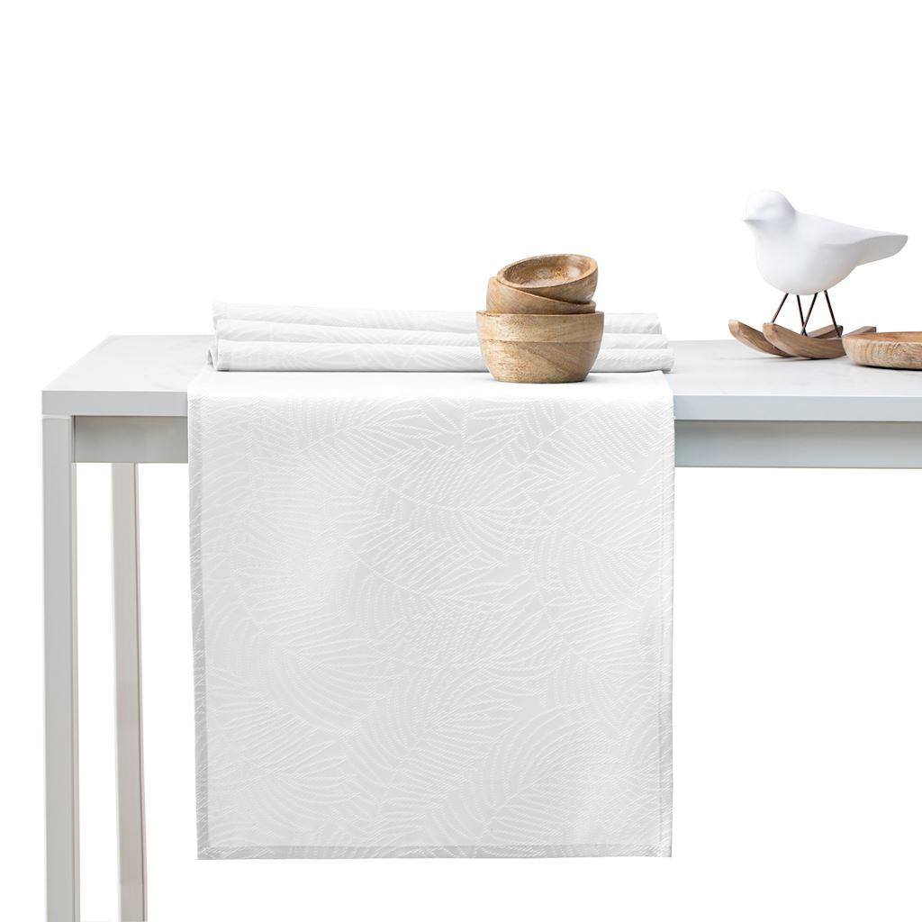 Dug hvid med præget plantemønster 115×300 + bordløber 35×300 - Gaia fra AmeliaHome billede