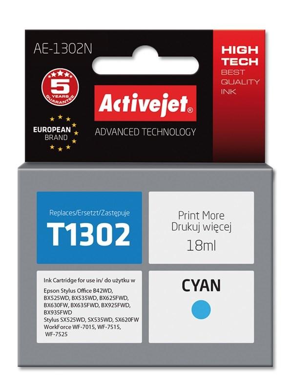 Blækpatron til Epson – Activejet AE-1302N, cyan, 18 ml (erstatter T1302), høj kapacitet billede