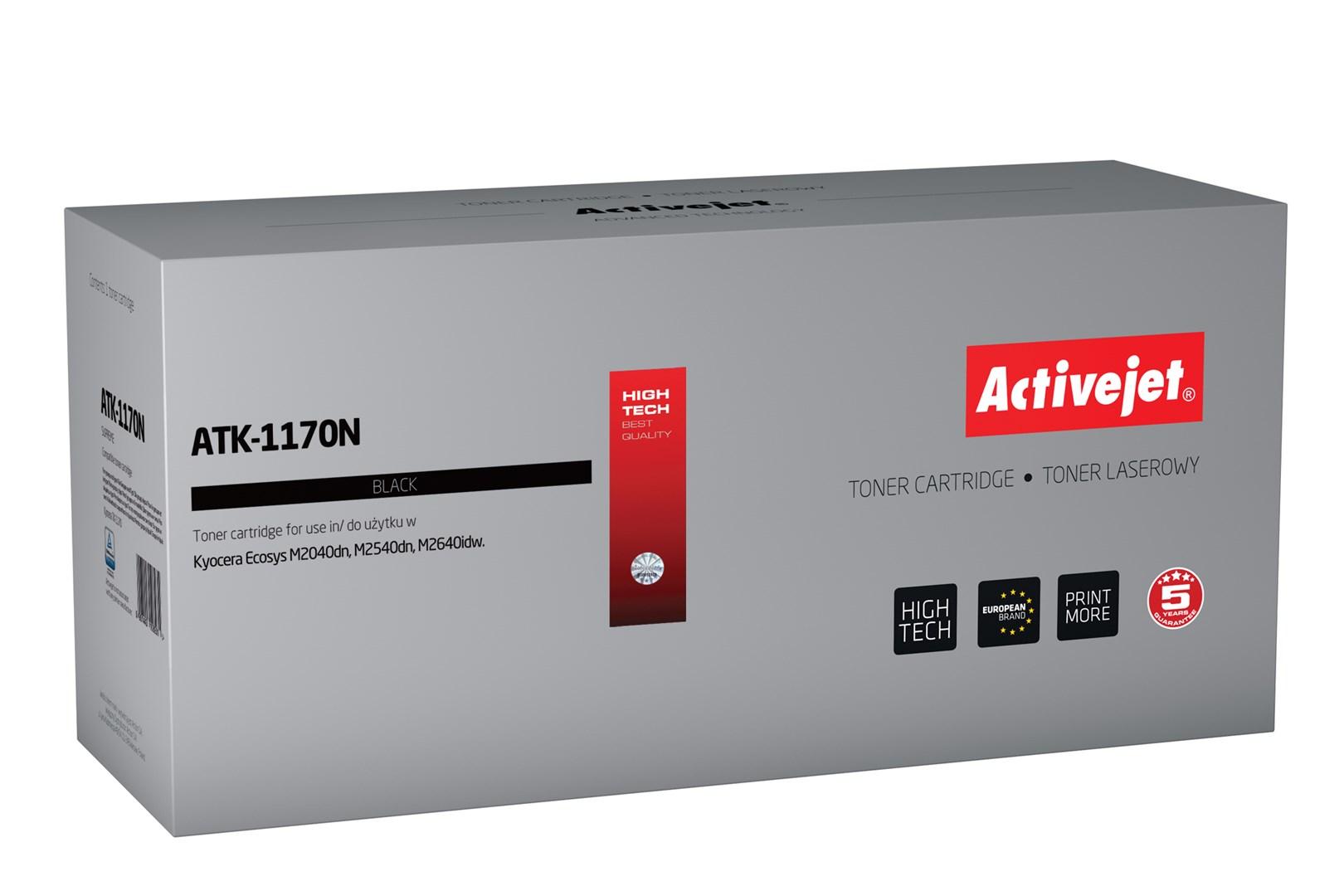 Toner til printer Activejet ATK-1170N – sort, erstatter Kyocera TK-1170, 7.200 sider billede