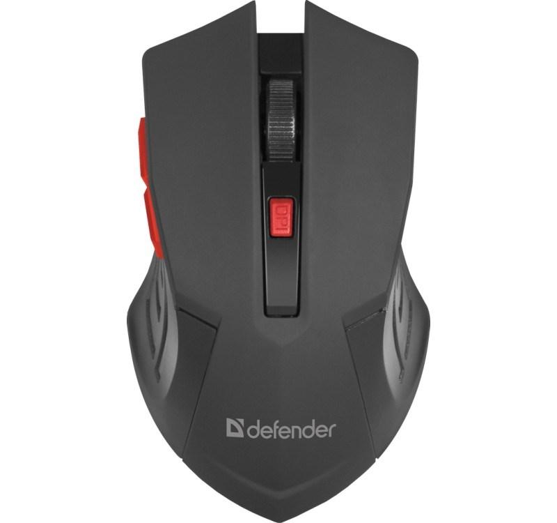 Computer mus Defender Accura MM-275 - trådløs RF, optisk 1.600 DPI, sort/rød billede