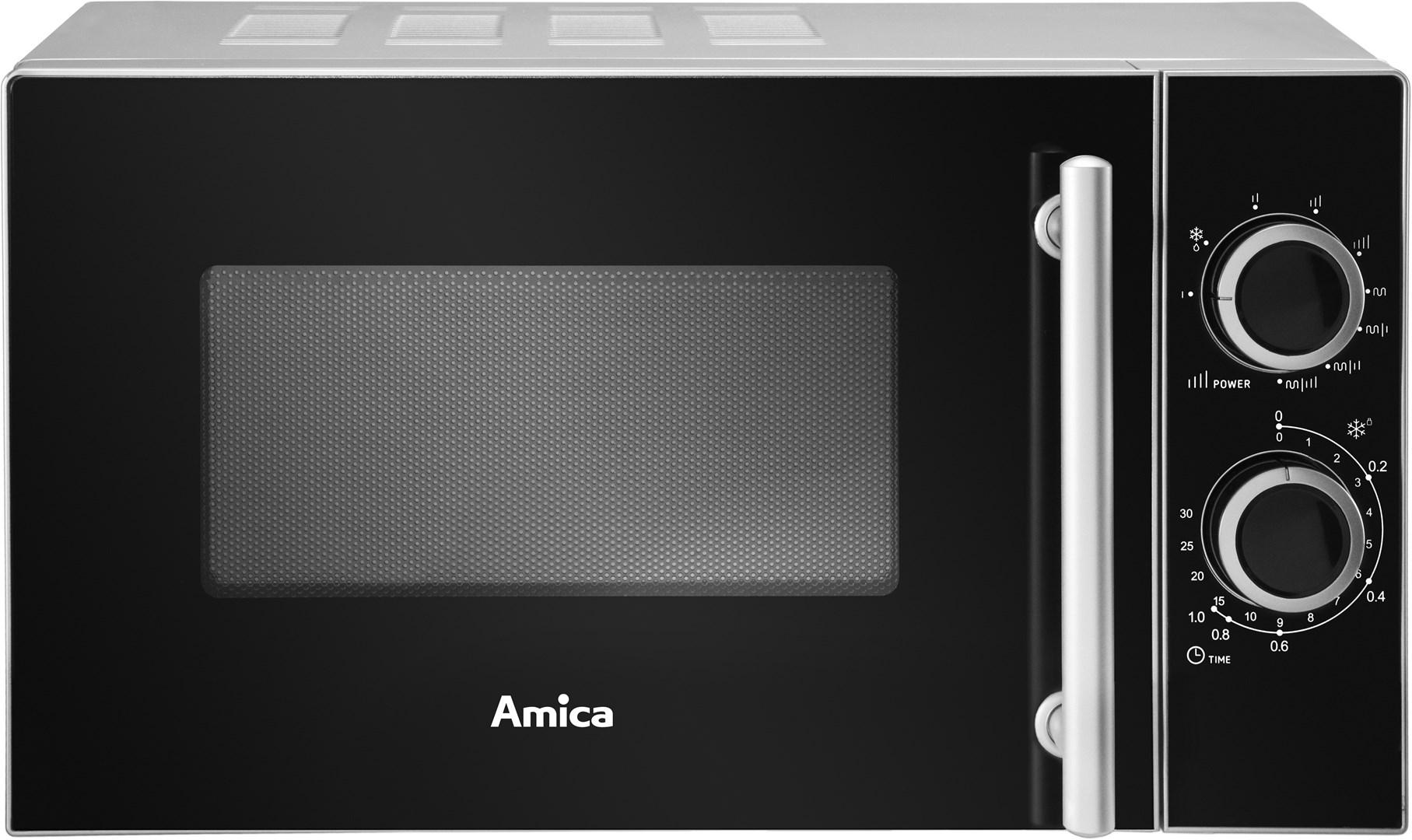 Mikrobølgeovn med grill Amica AMGF20M1GS 20 l - 700 W, sort/sølv billede