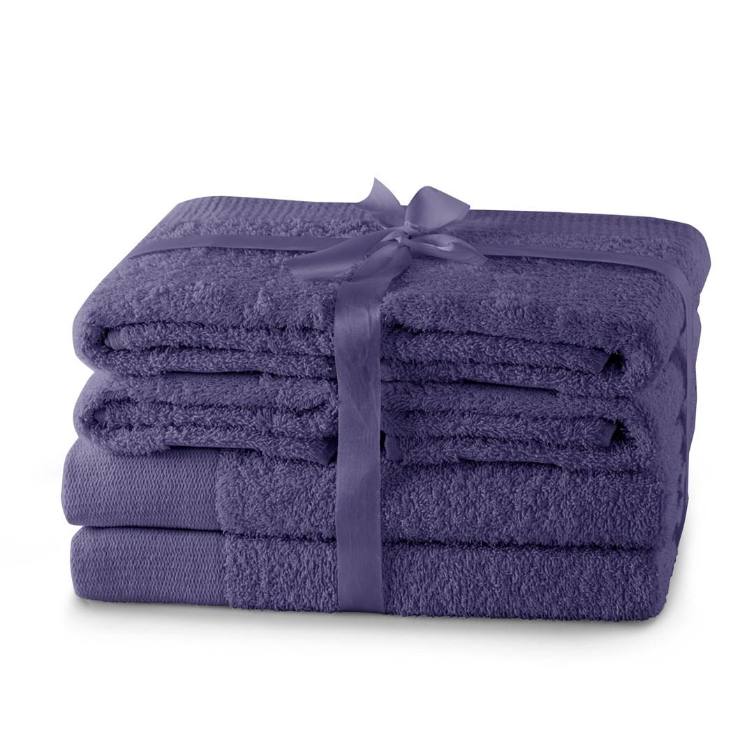 Håndklædesæt 6 dele - Amari by AmeliaHome, violet, 100 % bomuld billede