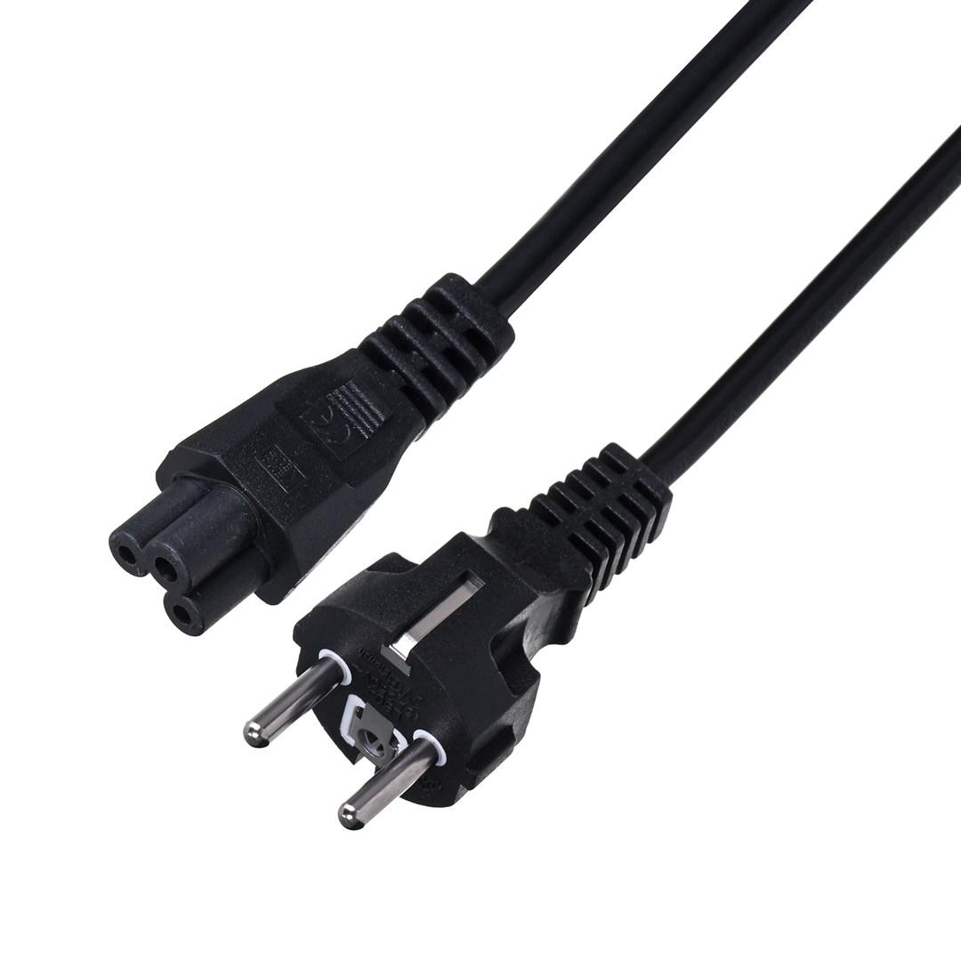 Strømkabel Savio CL-81 – sort, 1,8 m, type E til IEC C5 billede