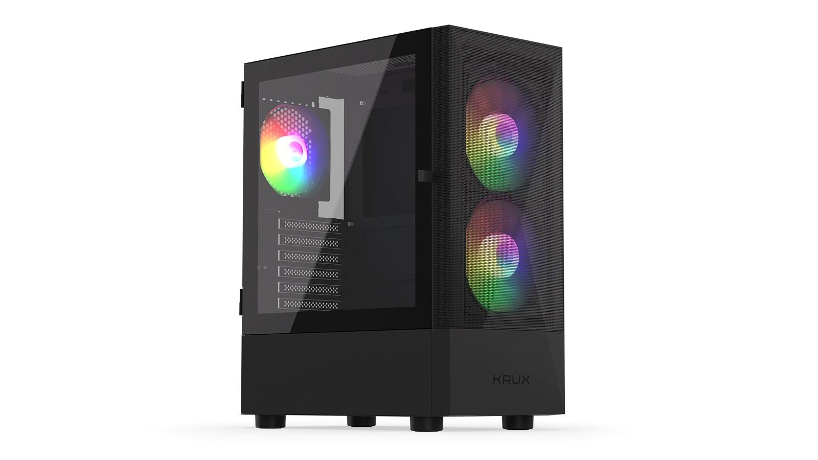 PC kabinet KRUX Vako KRX0132 – sort, hærdet glas, RGB billede