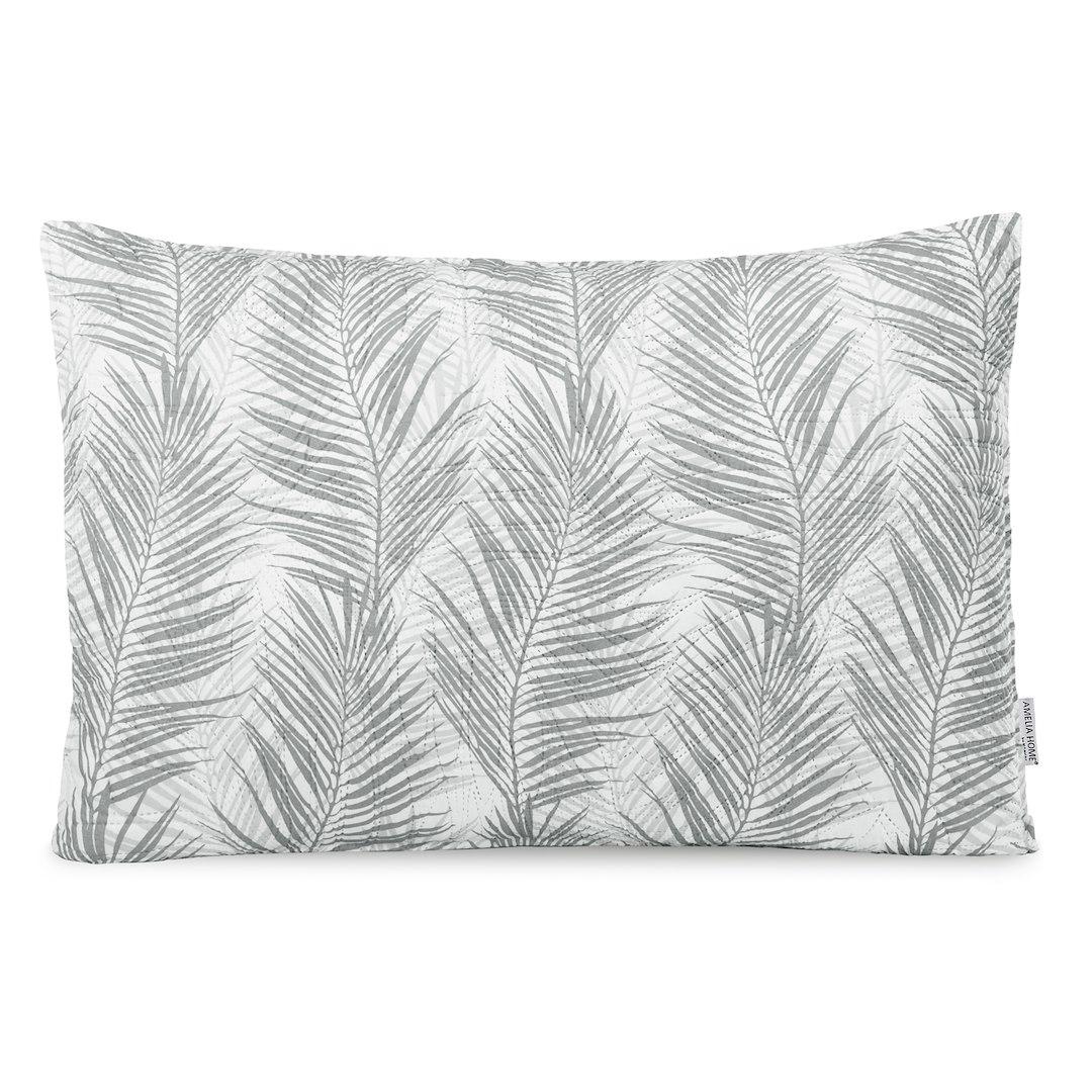 Pyntepude 50x70 – Tropical Bonaire, grå palmeblade – AmeliaHome billede