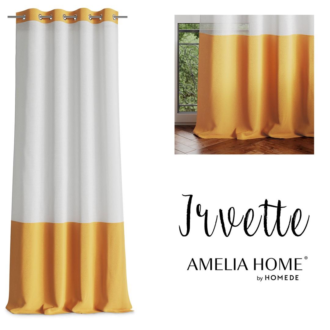 Gardin med øskner Amelia Home Irvette 140x250 cm - hvid/gul slørfløjl billede