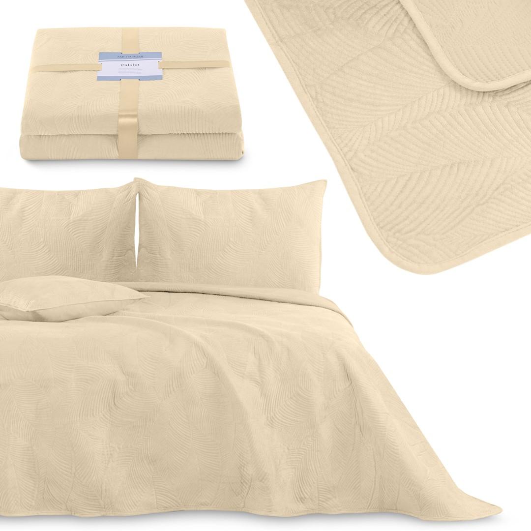 Sengetæppe 170x210 cappuccino - Amelia Home PALSHA, fløjl polyester billede