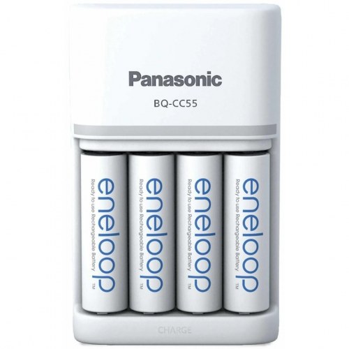 Batterioplader Panasonic eneloop Smartplus BQ-CC55 med 4 x AA 2000 mAh