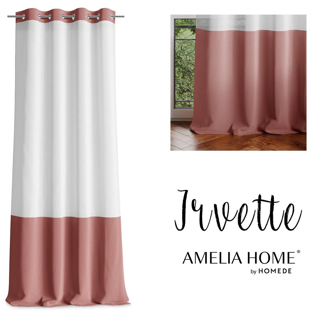 Gardin med øskner Amelia Home Irvette 140x250 cm - hvid/rosa slørfløjl billede