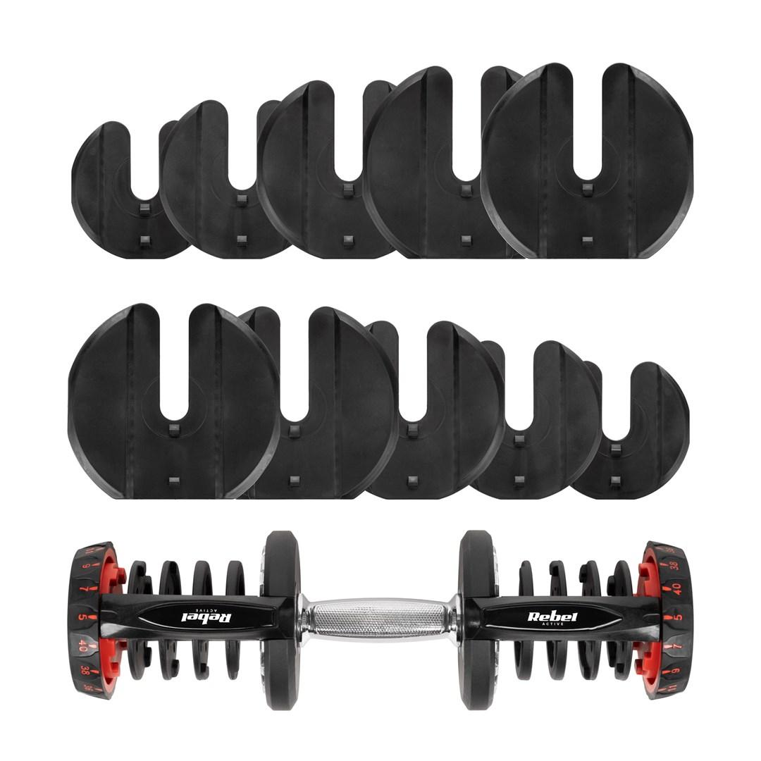 Håndvægt justerbar 40 kg - Rebel Active billede