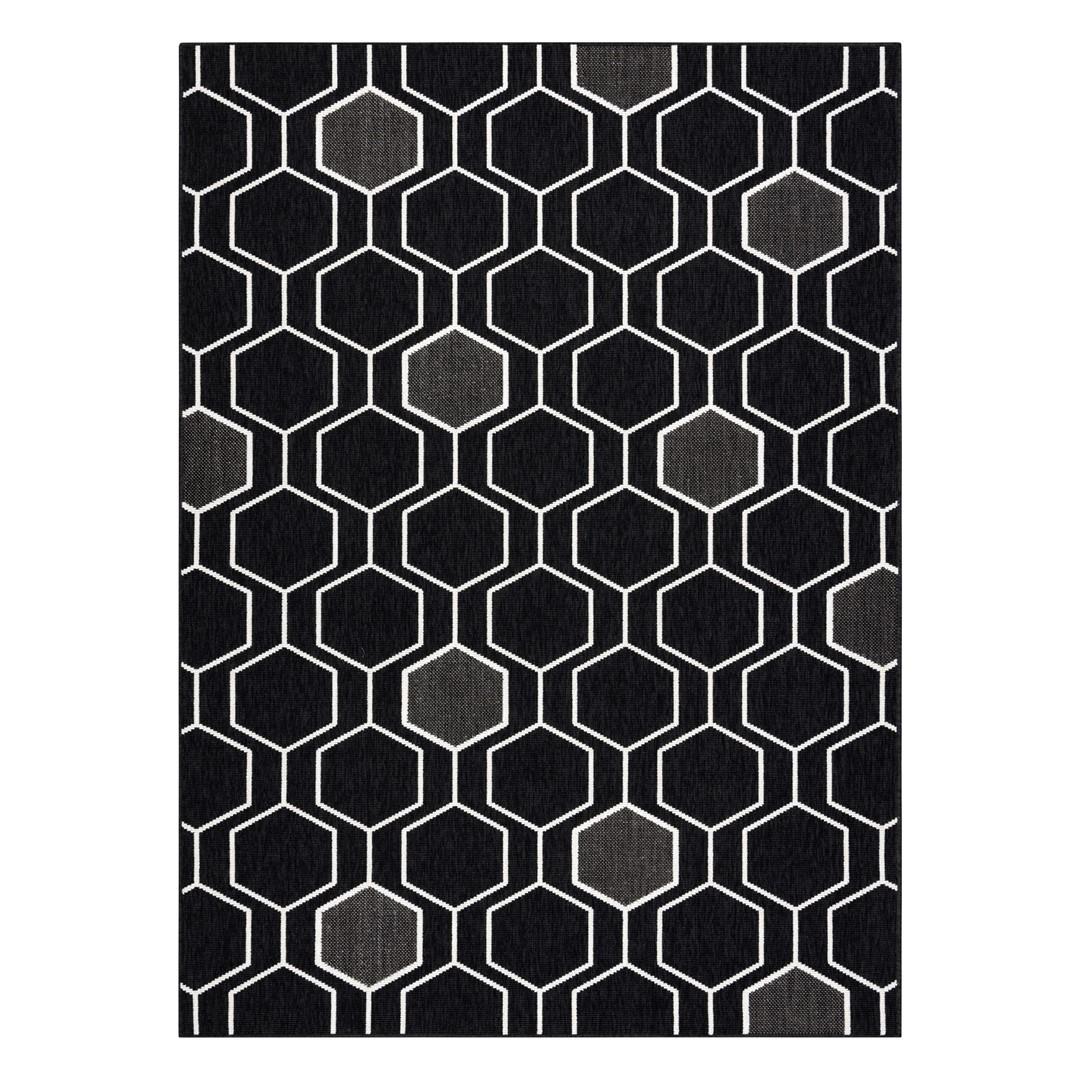 Gulvtæppe - Hakano Wink Hexagon, sort, 160×230 cm billede