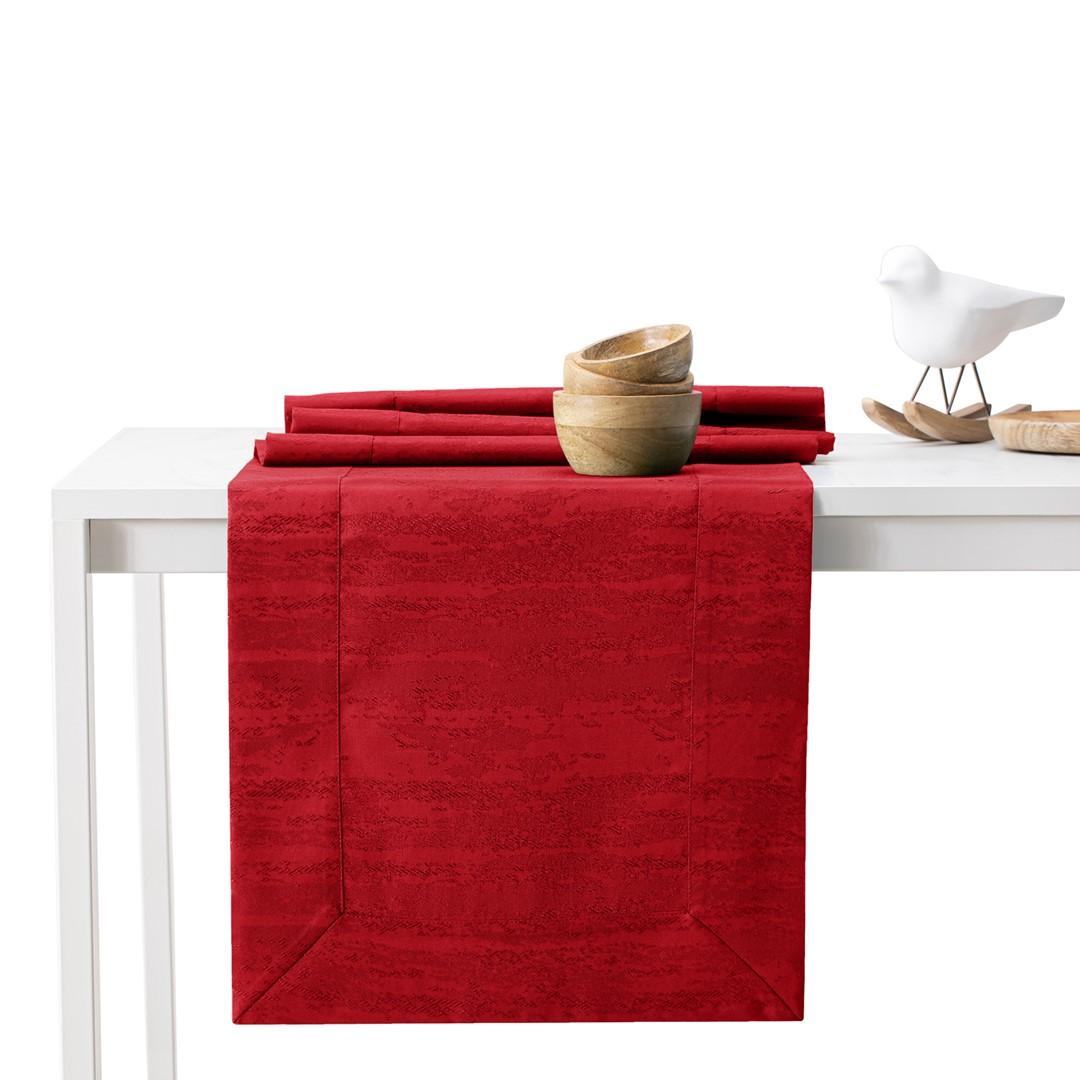 Dug sæt vinrød præget 115×300 + bordløber 35×300 - Vesta AmeliaHome billede