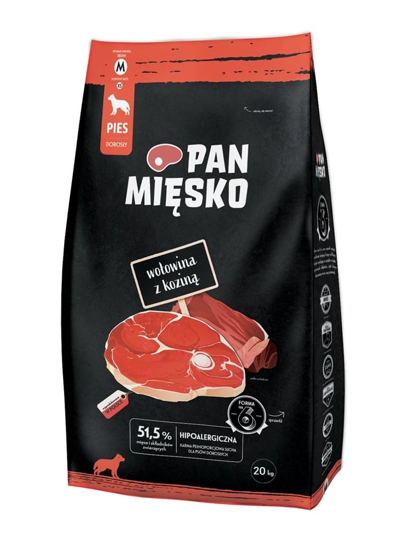 Hundefoder tørfoder PAN MIĘSKO oksekød med ged – M – 20 kg billede