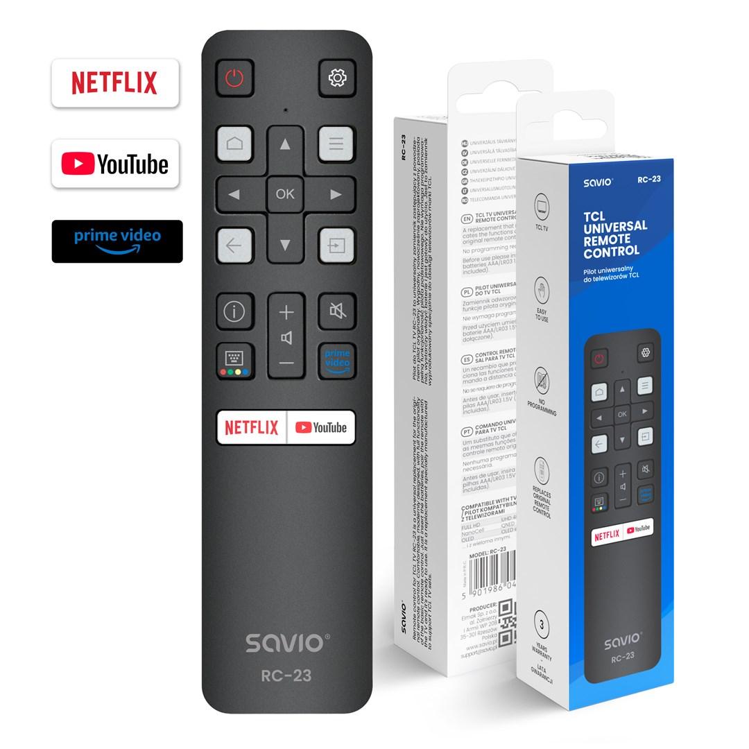 Fjernbetjening til TV - Savio RC-23 universal/erstatning for TCL billede
