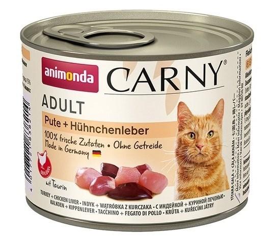Vådfoder til kat – Animonda Carny Adult kalkun med kyllingelever, 200 g billede