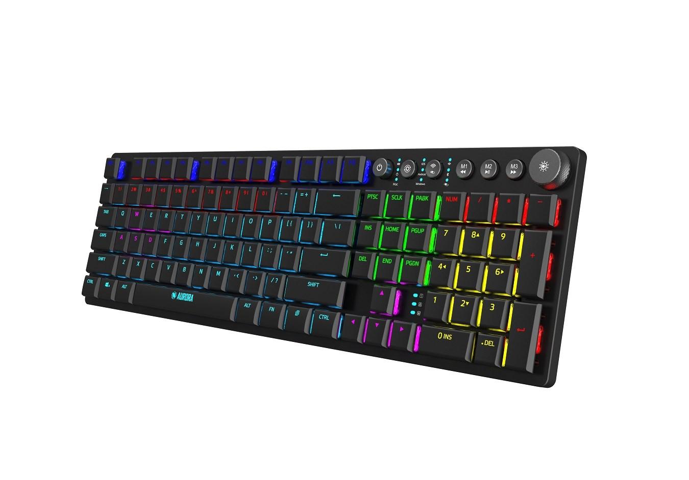 Gamingtastatur iBox AURORA K-6 - trådløst RF + Bluetooth, fuld størrelse, QWERTY engelsk, sort billede
