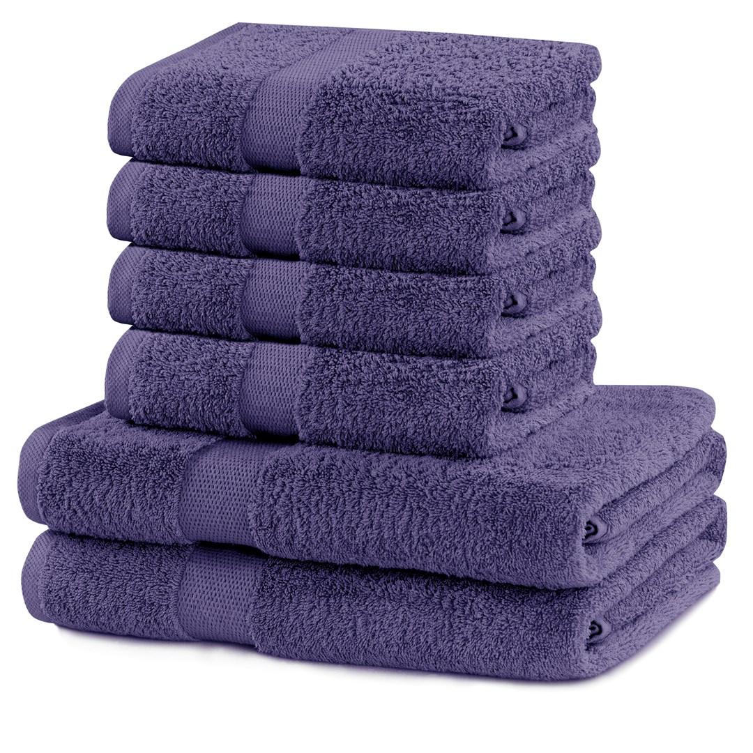 Håndklædesæt bomuld DecoKing Marina - violet, 2×70×140 cm + 4×50×100 cm billede