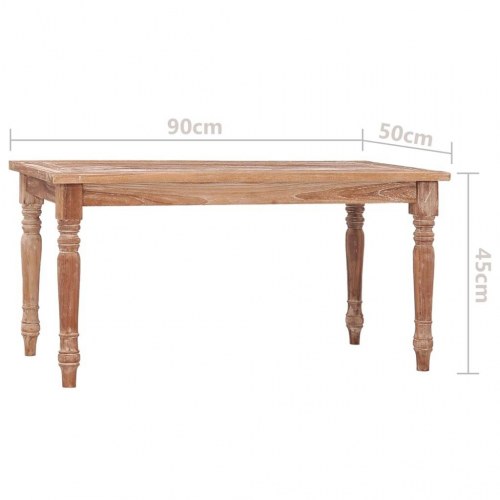 Batavia-sofabord 90x50x45 cm massivt teaktræ hvidtet finish