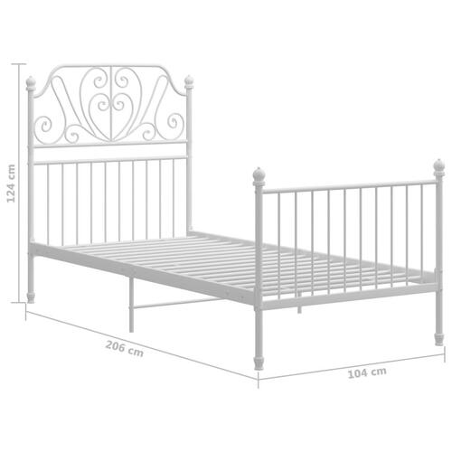 Sengestel 100x200 cm metal hvid