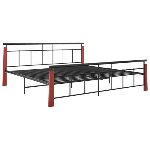 Sengestel 200x200 cm metal og massivt egetræ