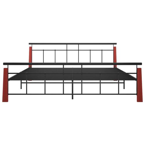 Sengestel 200x200 cm metal og massivt egetræ