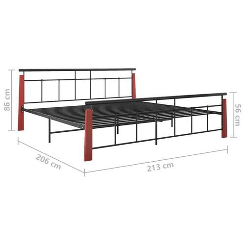 Sengestel 200x200 cm metal og massivt egetræ