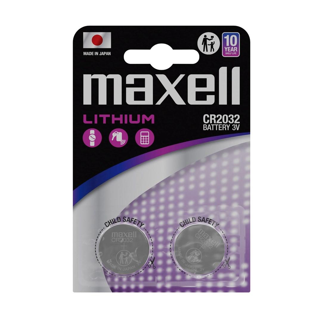 Knapcellebatteri CR2032 3V – Maxell, 2 stk. billede