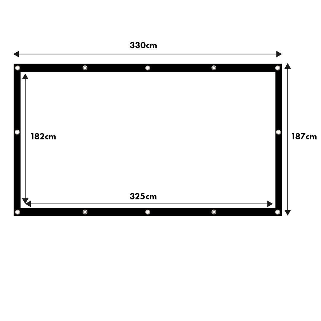Projektor lærred 150" Maclean - 330×187 cm, 16:9 kant, ophængskroge billede