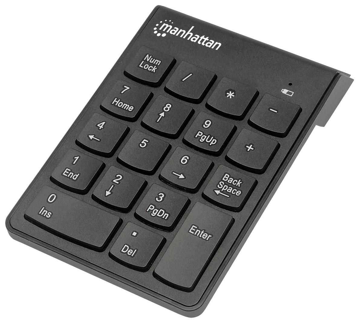 Numerisk tastatur trådløst 2,4 GHz - Manhattan, USB-A mikro-modtager, 18 taster, sort billede