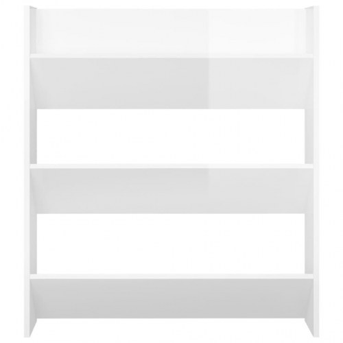 Væghængt skoskab 80x18x90 cm spånplade hvid højglans
