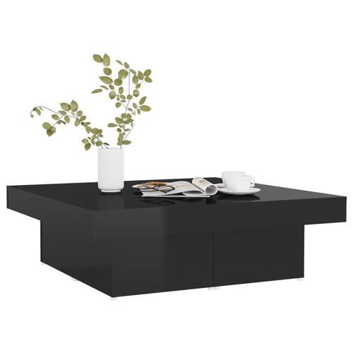 Sofabord 90x90x28 cm spånplade sort højglans