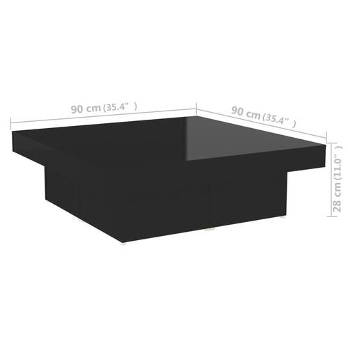 Sofabord 90x90x28 cm spånplade sort højglans