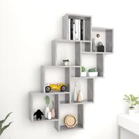 Væghylde 90x15x119 cm kubeformet konstrueret træ betongrå