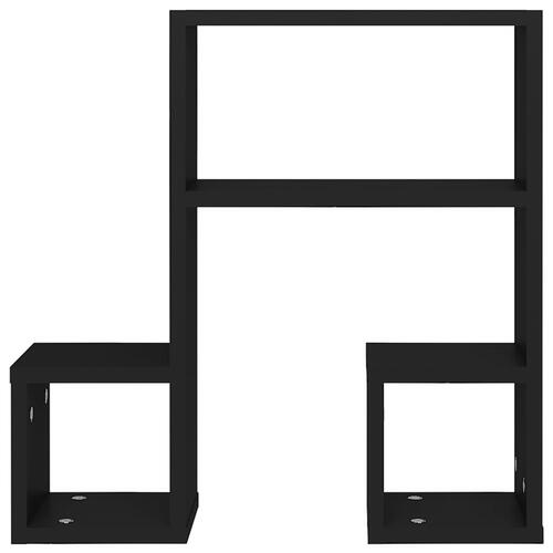 Væghængte kubehylder 2 stk. 50x15x50 cm konstrueret træ sort