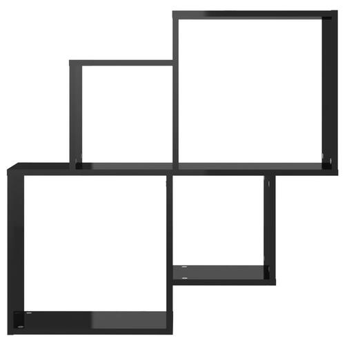Vægreol 80x15x78,5 cm konstrueret træ sort højglans