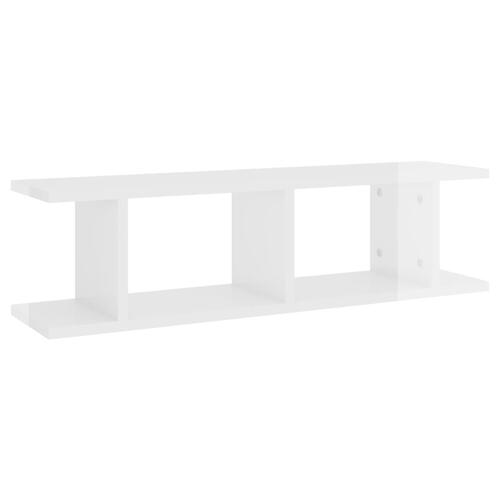 Væghylder 2 stk. 75x18x20 cm konstrueret træ hvid højglans
