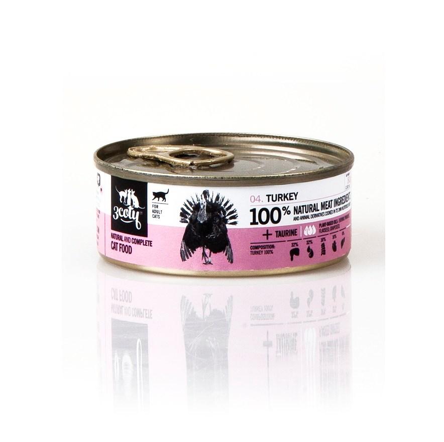 Vådfoder til kat – 3coty Kalkun 80 g billede