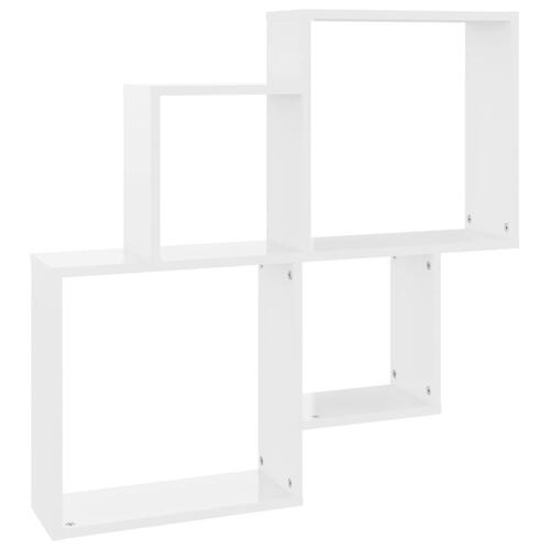 Vægreol 80x15x78,5 cm konstrueret træ hvid højglans