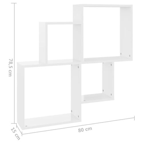 Vægreol 80x15x78,5 cm konstrueret træ hvid højglans