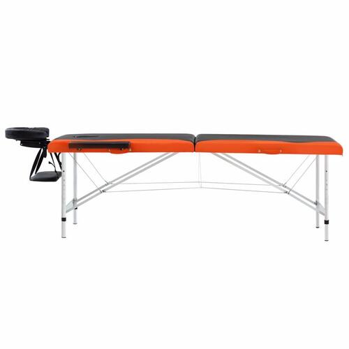 Foldbart massagebord 2 zoner aluminium sort og orange