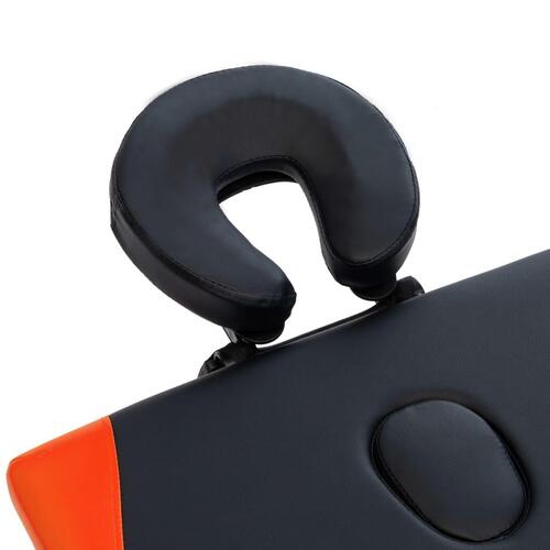Foldbart massagebord 2 zoner aluminium sort og orange