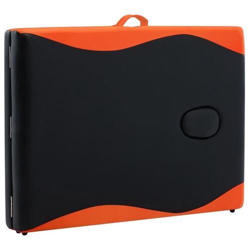 Foldbart massagebord 2 zoner aluminium sort og orange