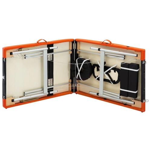 Foldbart massagebord 3 zoner aluminium sort og orange