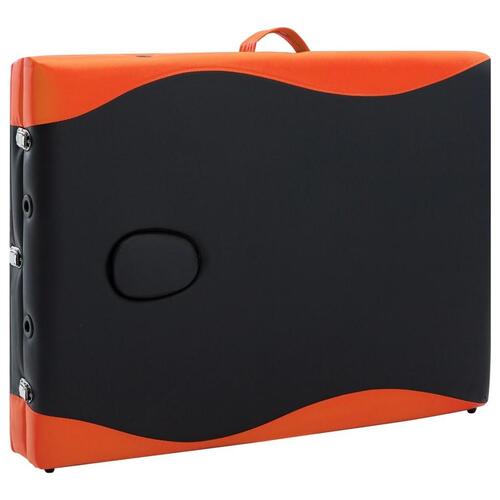 Foldbart massagebord 3 zoner aluminium sort og orange