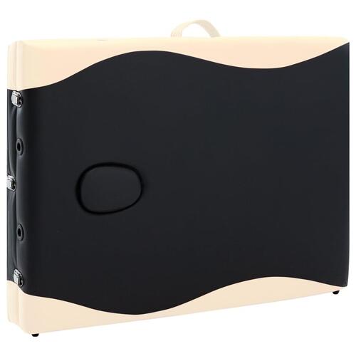 Sammenfoldeligt massagebord aluminiumsstel 3 zoner sort beige