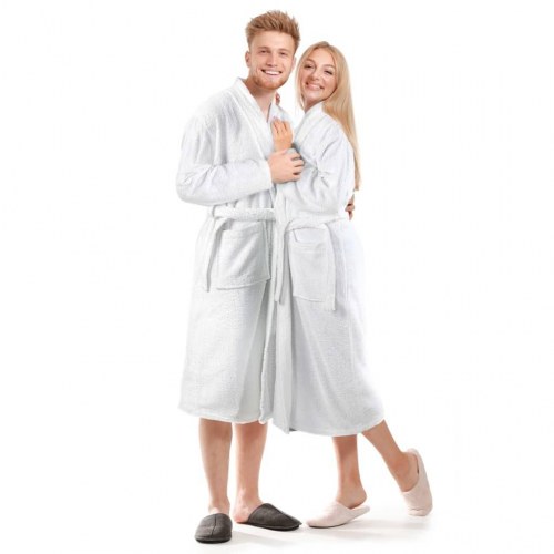 Frottebadekåbe unisex 100 % bomuld hvid S