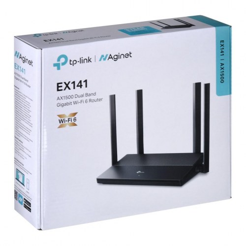 WiFi 6 router TP-Link EX141 – dual-band, Gigabit, sort