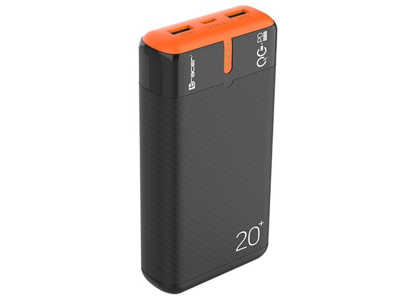 Powerbank Tracer EnerGen 20.000 mAh - sort/orange med PD & QC 3.0 billede